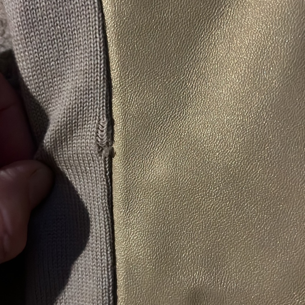 M Patmos Leather Merino Wool Open Front Jacket Metallic Gold Quiet Luxury XS - Picture 10 of 11